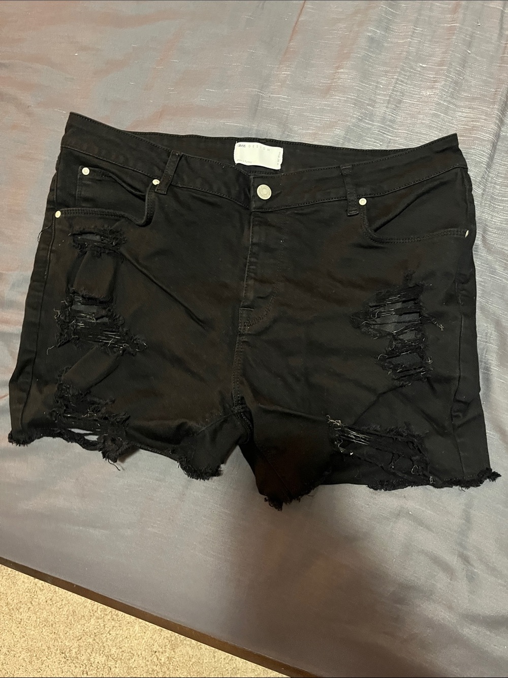ASOS Men’s Distressed Black Denim Shorts